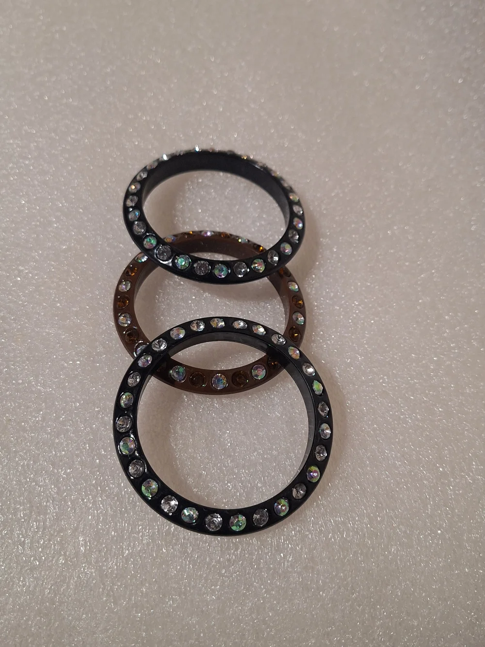 Rhinestone Accent Hoop Bracelets – Black and Brown